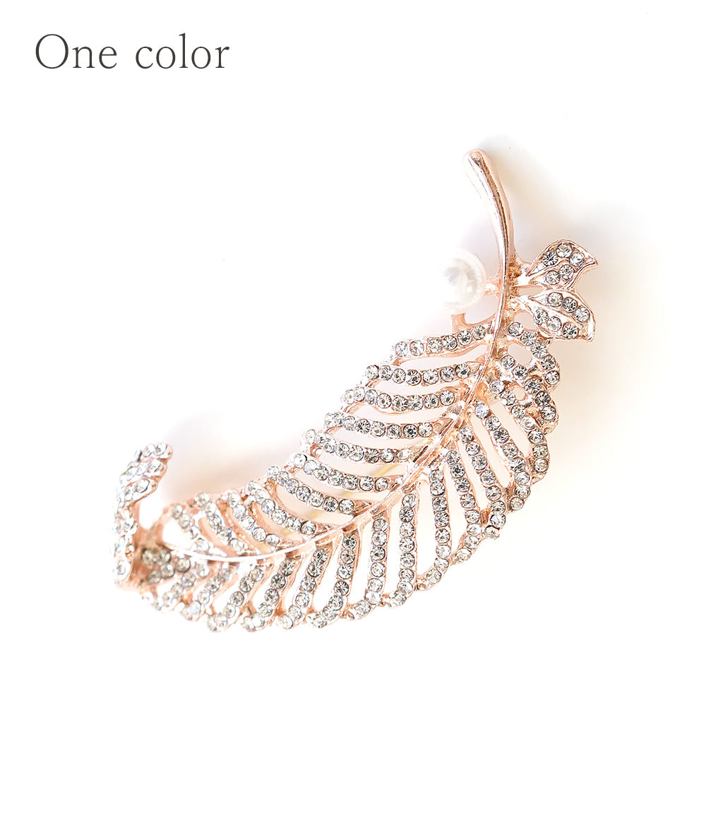 Stone and Pearl Leaf Brooch