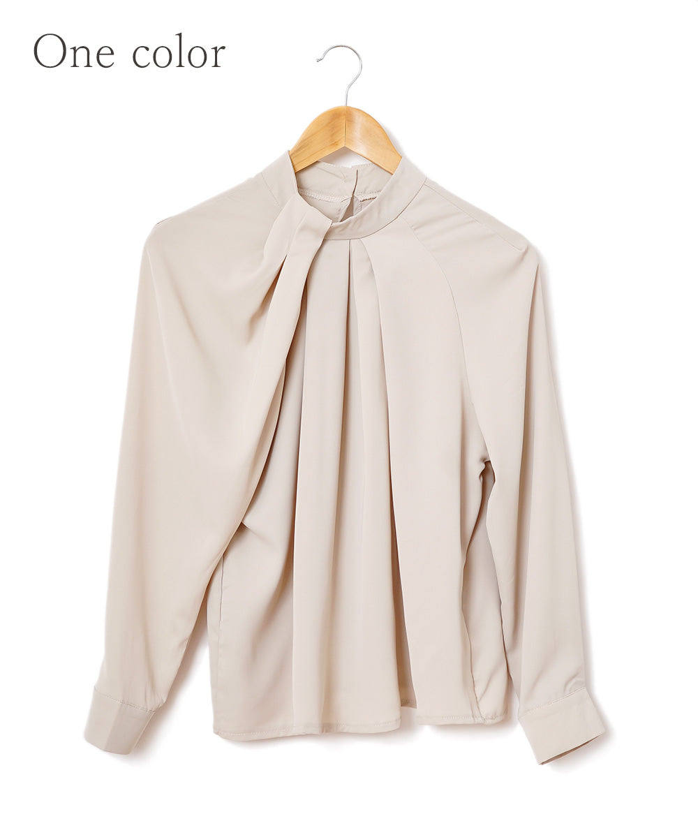Milk tea color soft pleated blouse