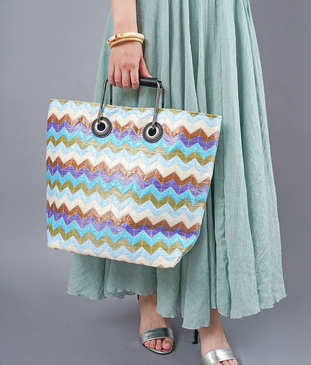 【SALE】Colorful chevron striped tote