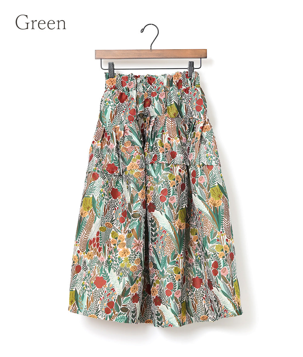Soft volume floral jacquard skirt