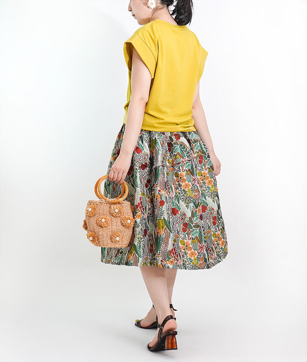 Soft volume floral jacquard skirt