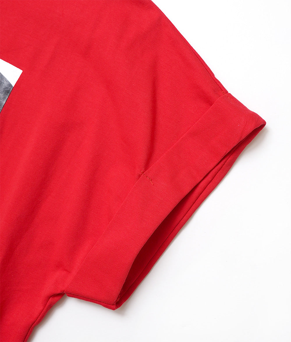 【SALE】Retro poster-like print T-shirt with vivid colors