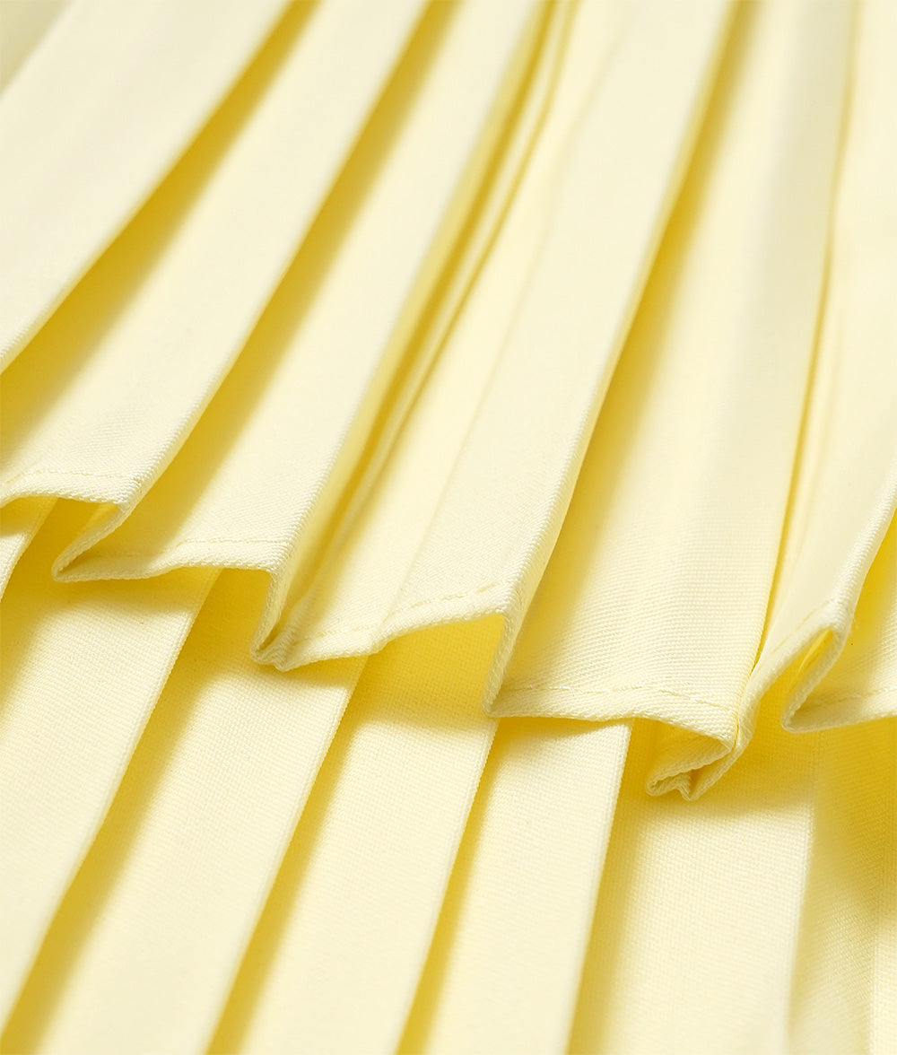 【SALE】Pale yellow catchy pleated skirt