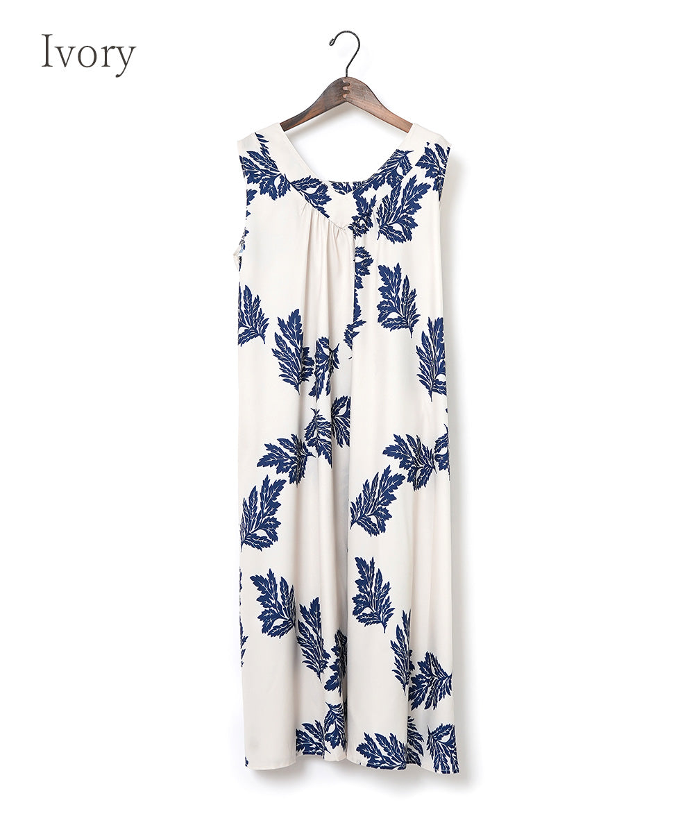 【SALE】Hawaiian taste feels Leaf print dress