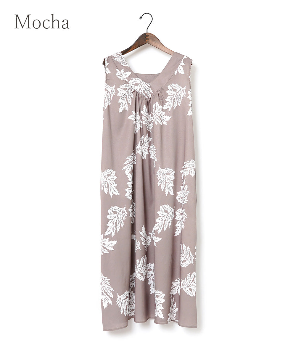 【SALE】Hawaiian taste feels Leaf print dress