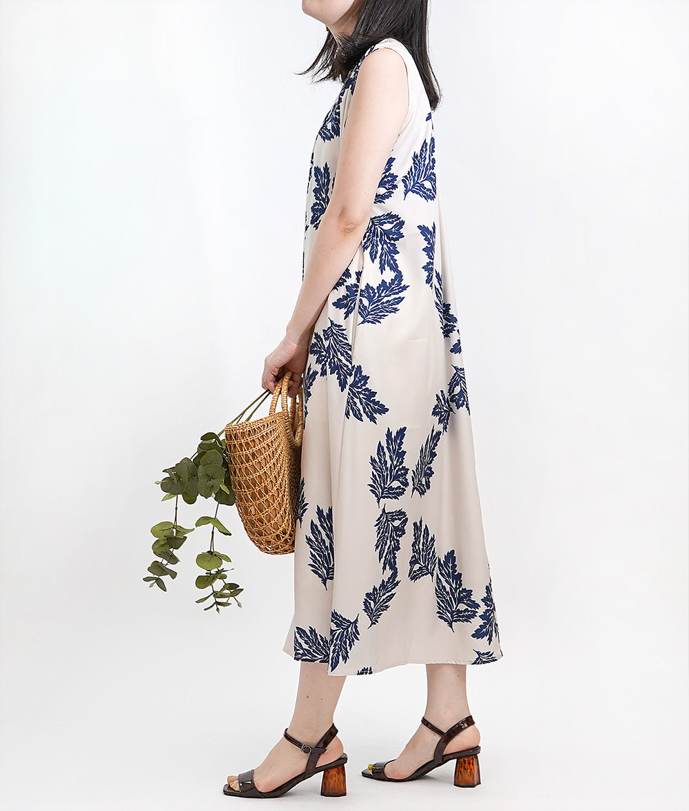 【SALE】Hawaiian taste feels Leaf print dress