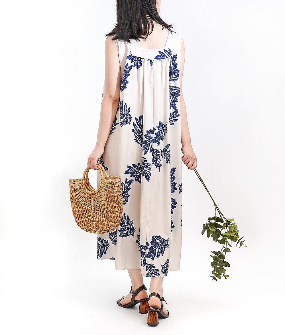 【SALE】Hawaiian taste feels Leaf print dress