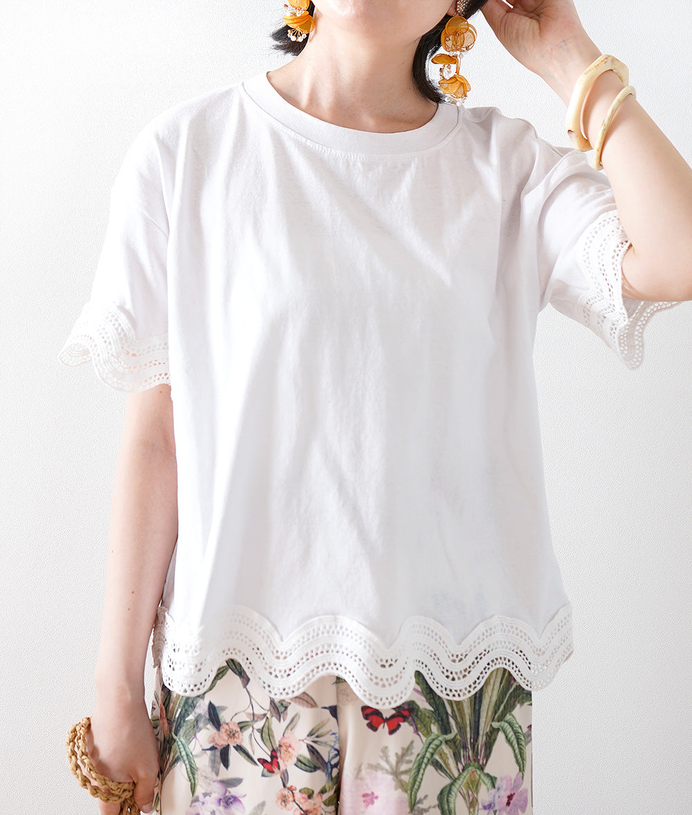 【SALE】Wave lace classy cut and sew