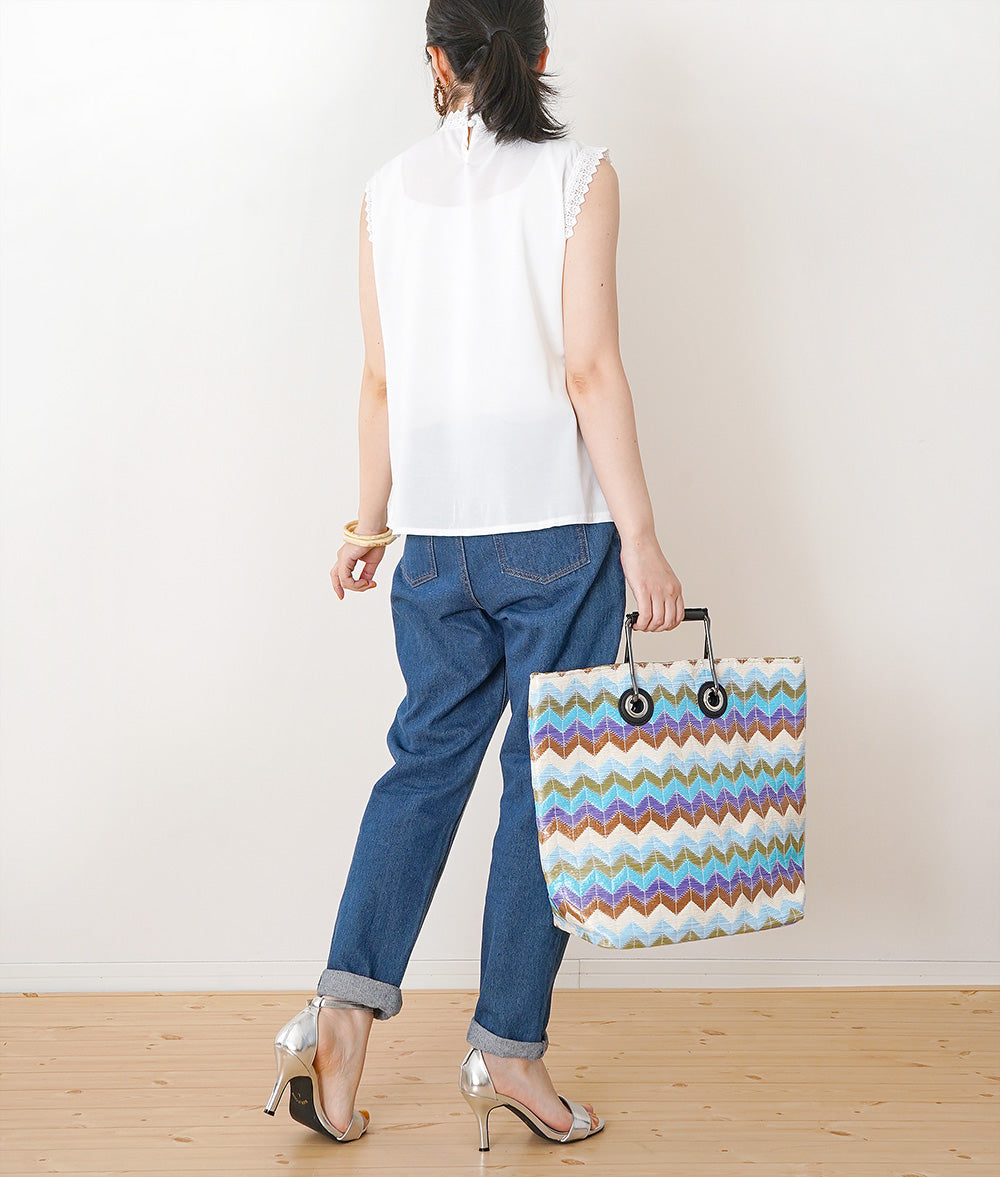 【SALE】Lace and pleated sleeveless blouse