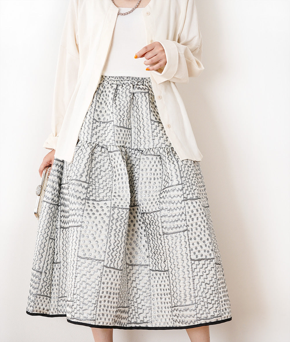 Plump fluffy jacquard volume skirt