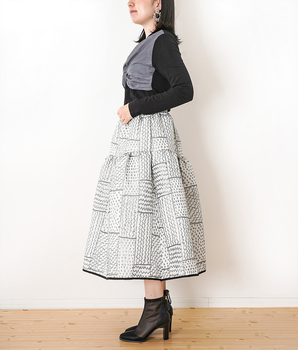 Plump fluffy jacquard volume skirt