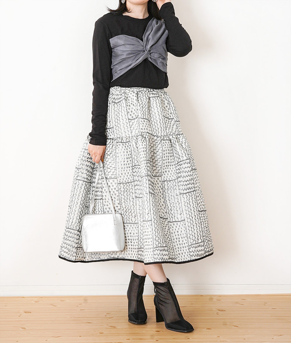 Plump fluffy jacquard volume skirt