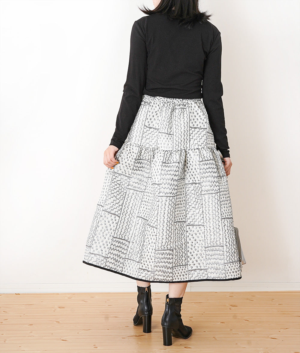 Plump fluffy jacquard volume skirt