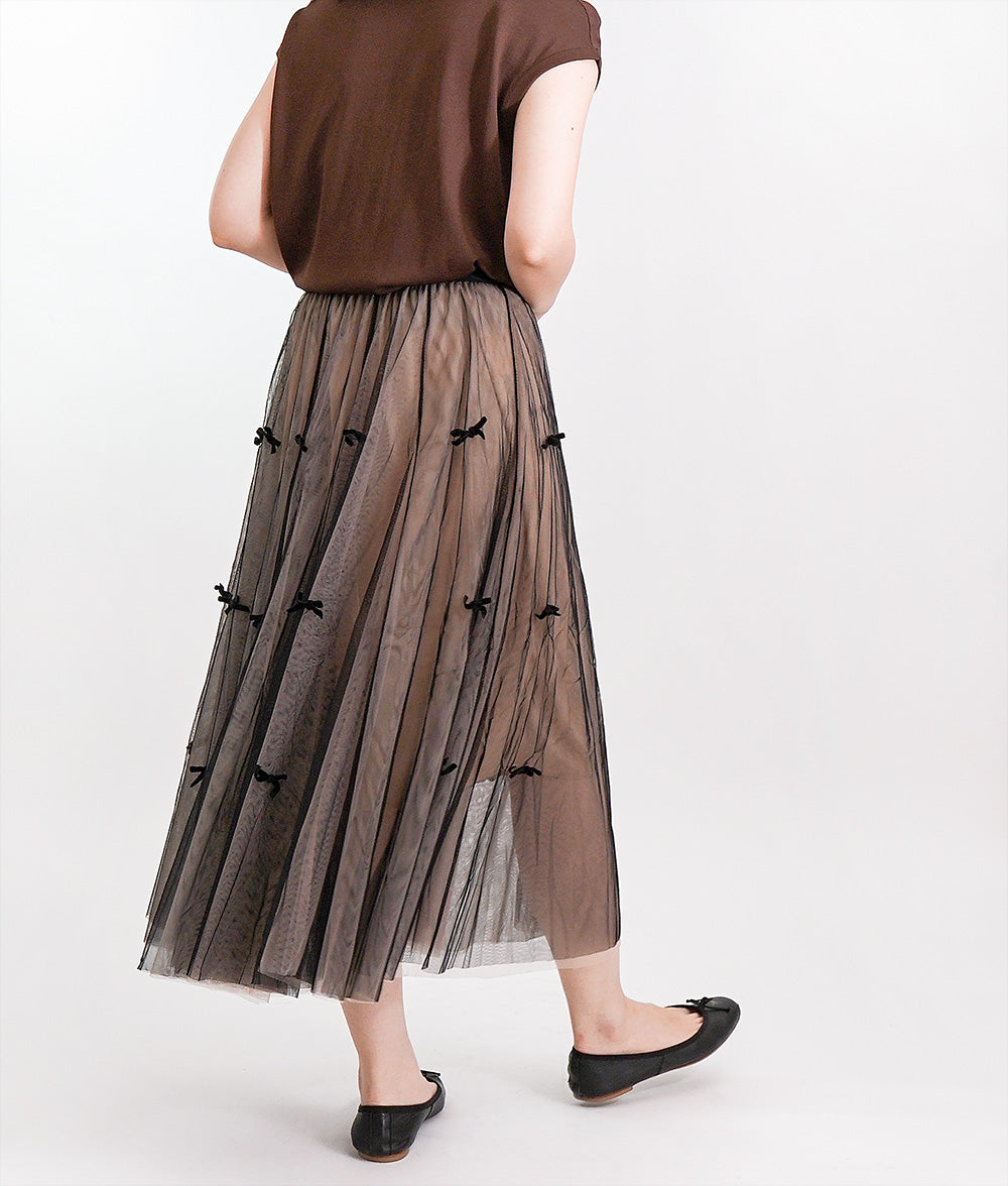 Romantic elegant color ribbon tulle skirt