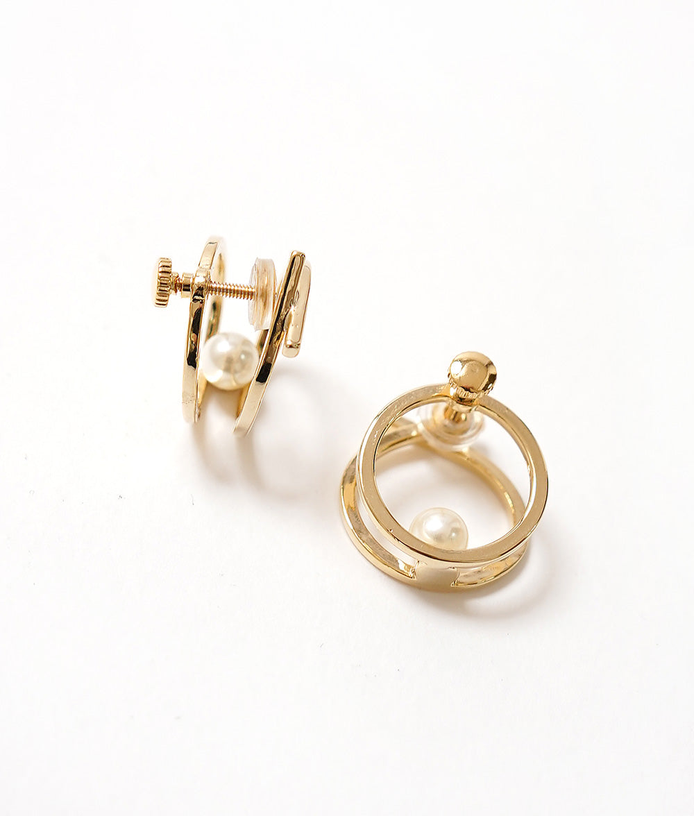 【SALE】Shining single pearl clamp earrings