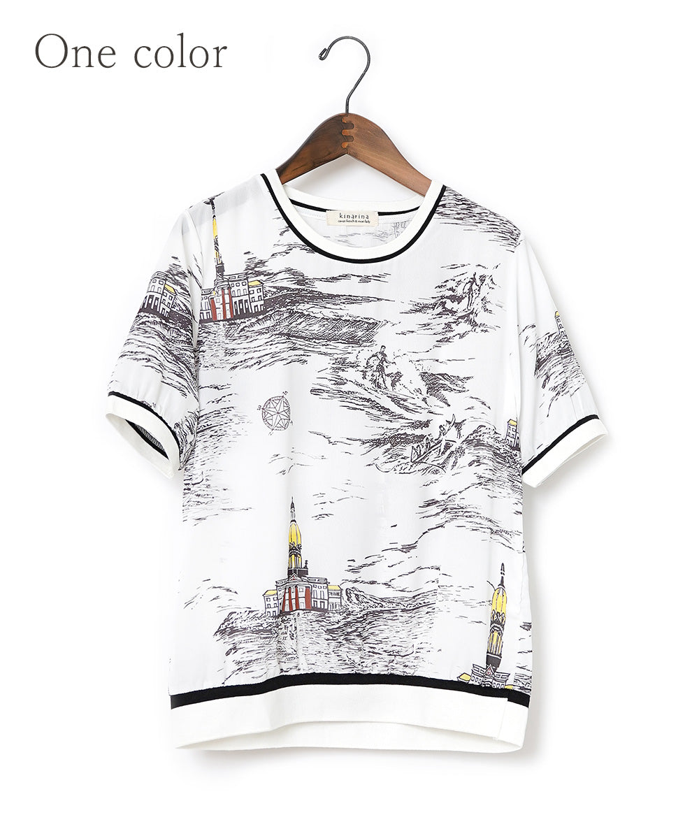 Traveling landscape painting print tops