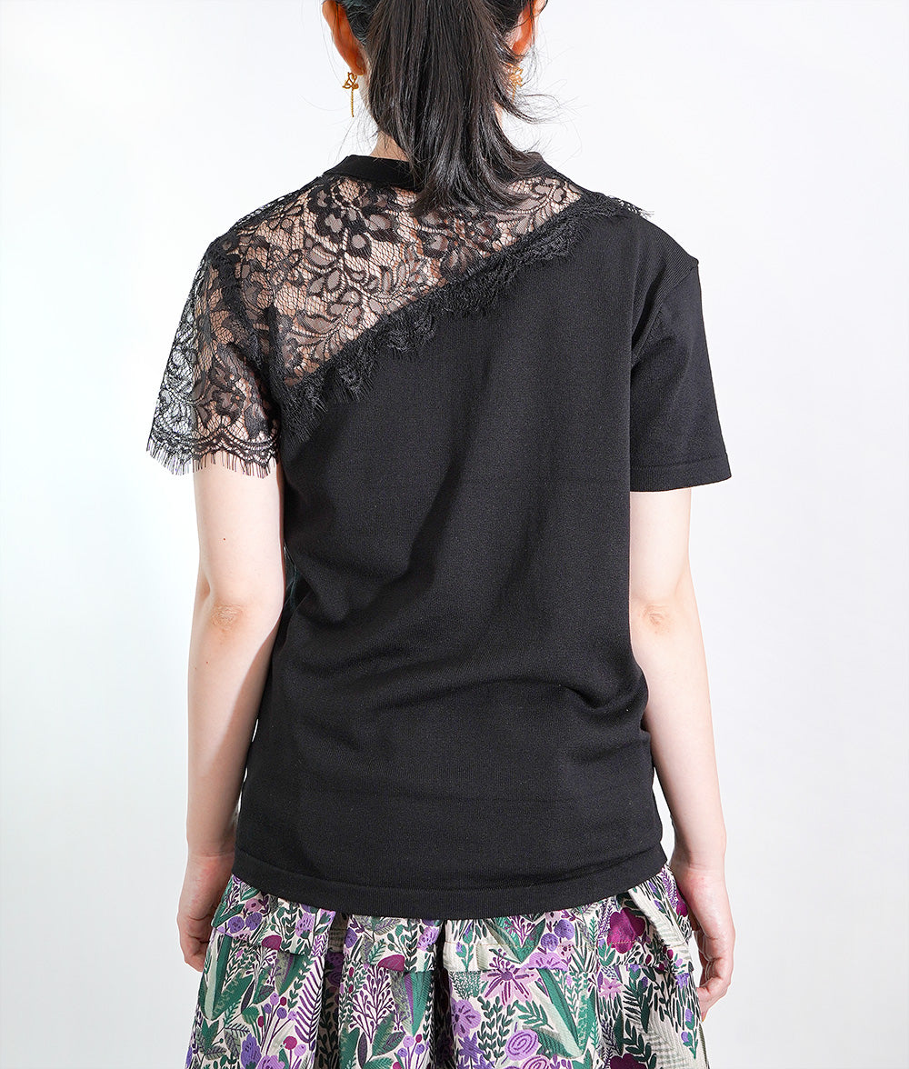 Lace short sleeve knit for an accent