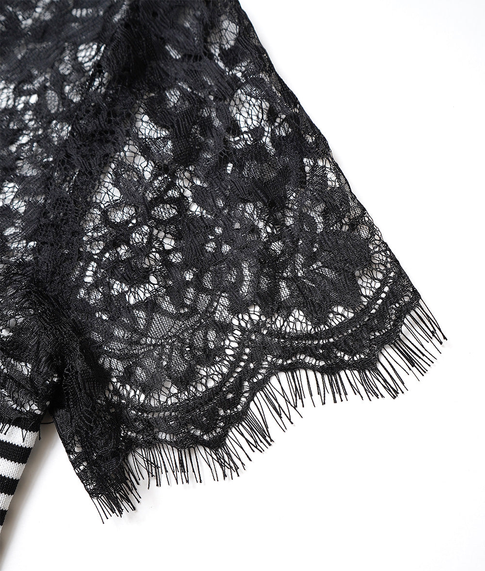 Lace short sleeve knit for an accent