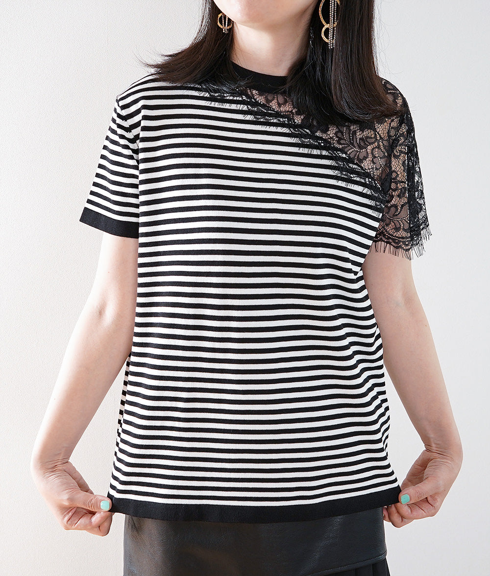 Lace short sleeve knit for an accent