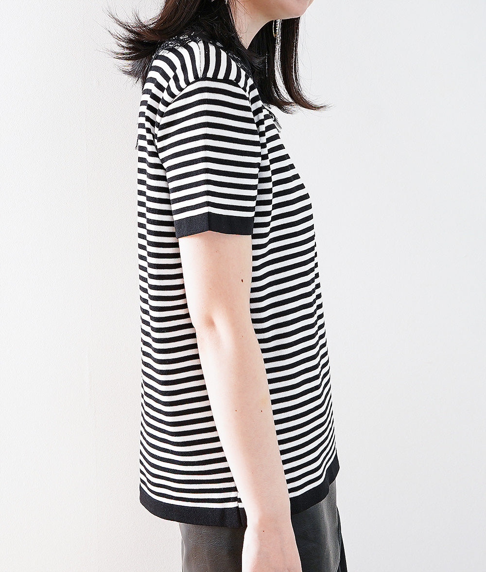 Lace short sleeve knit for an accent