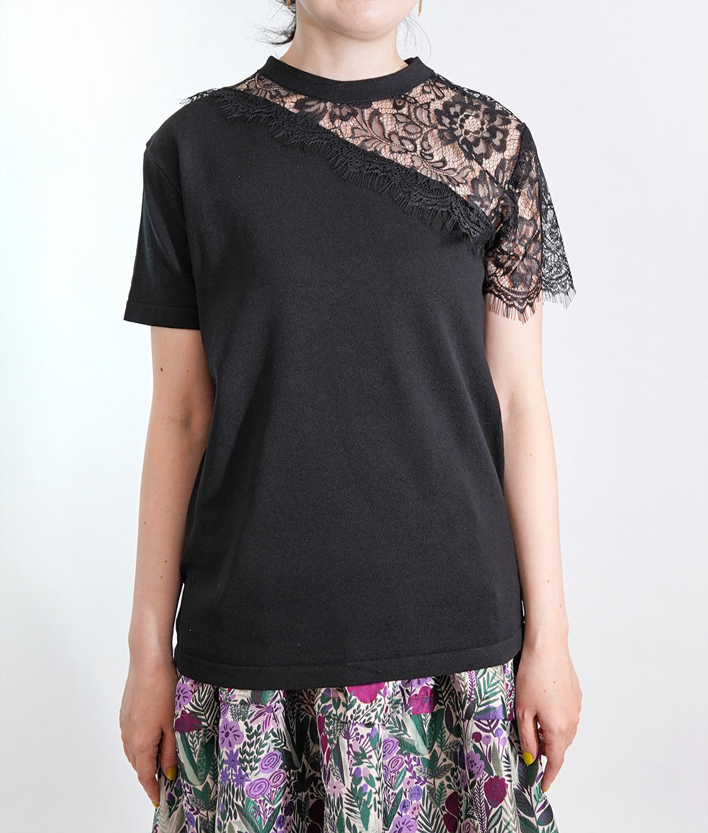 Lace short sleeve knit for an accent