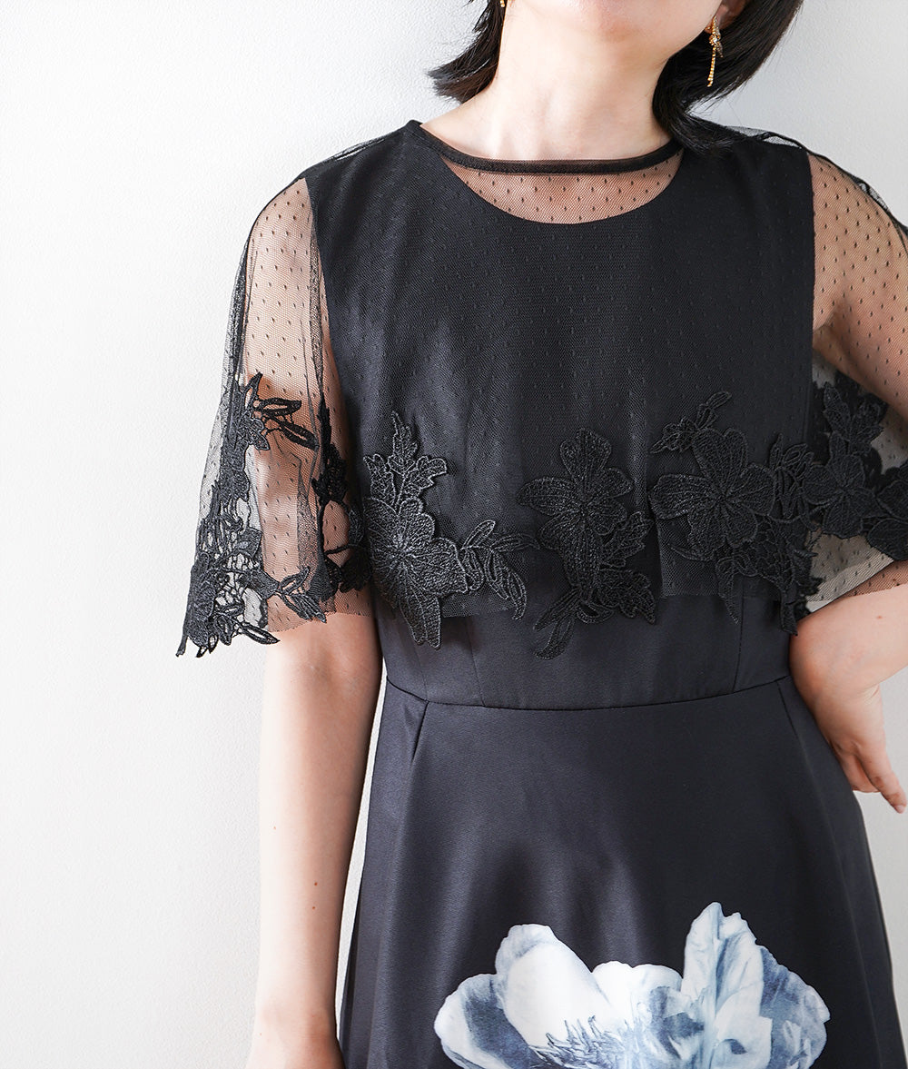 Dot flower embroidery lace cape