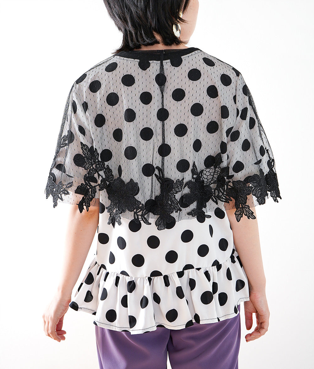Dot flower embroidery lace cape