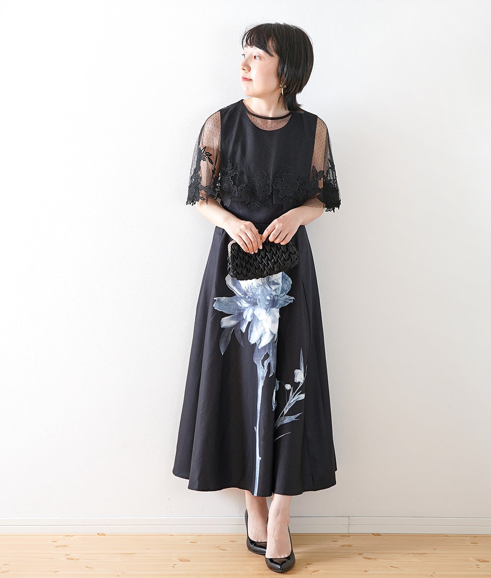Dot flower embroidery lace cape