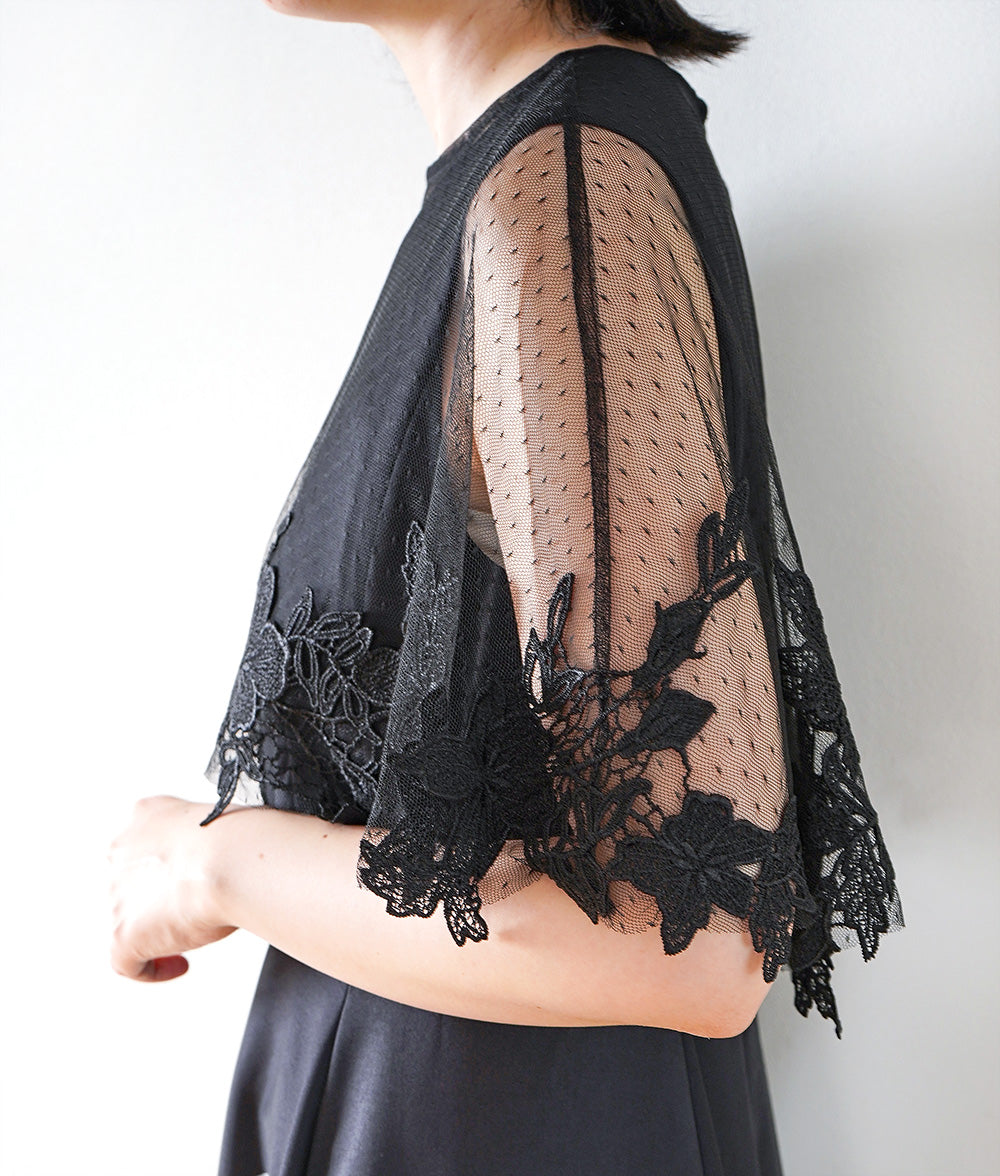 Dot flower embroidery lace cape