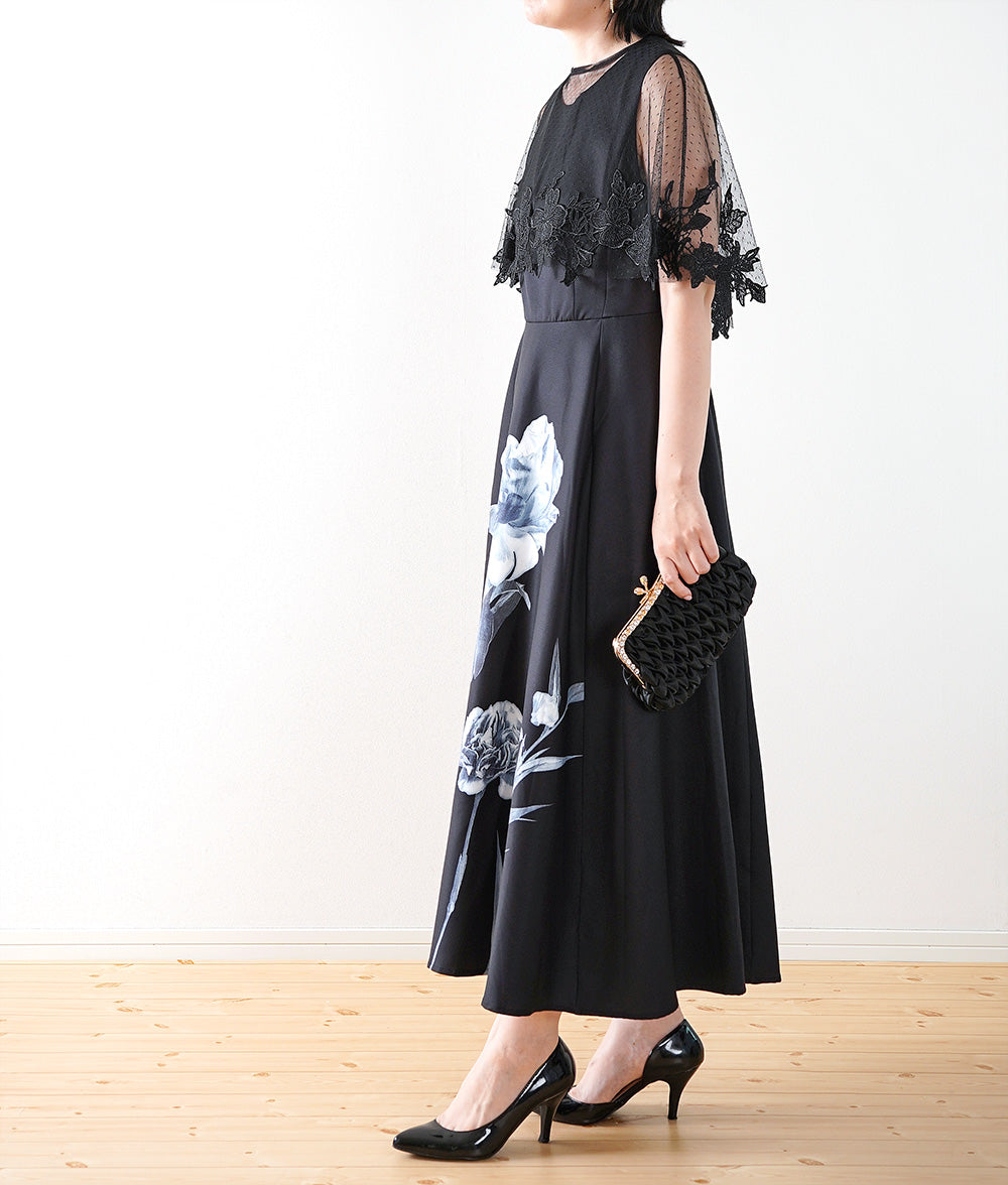 Dot flower embroidery lace cape