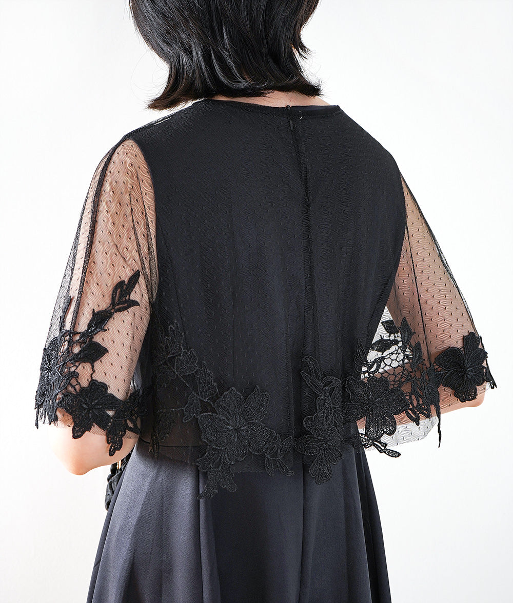 Dot flower embroidery lace cape