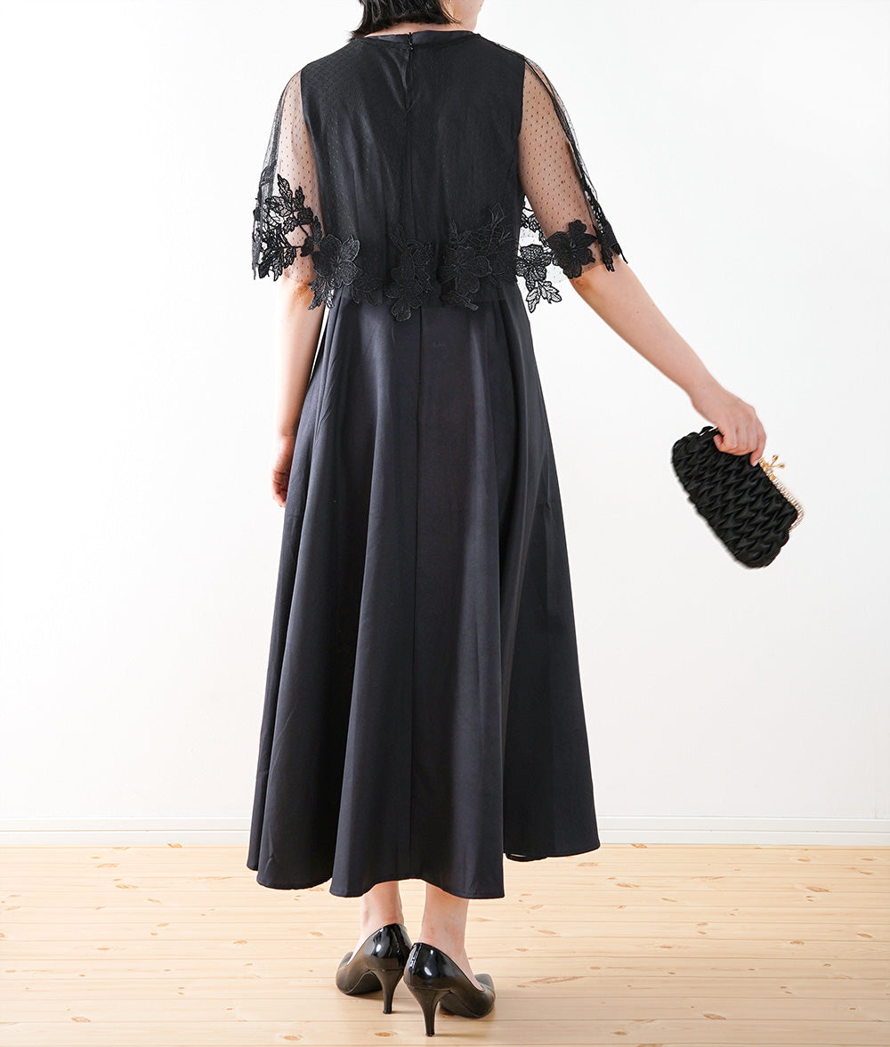 Dot flower embroidery lace cape