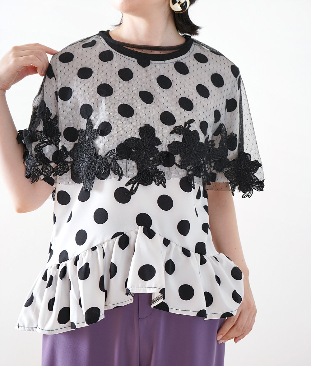 Dot flower embroidery lace cape
