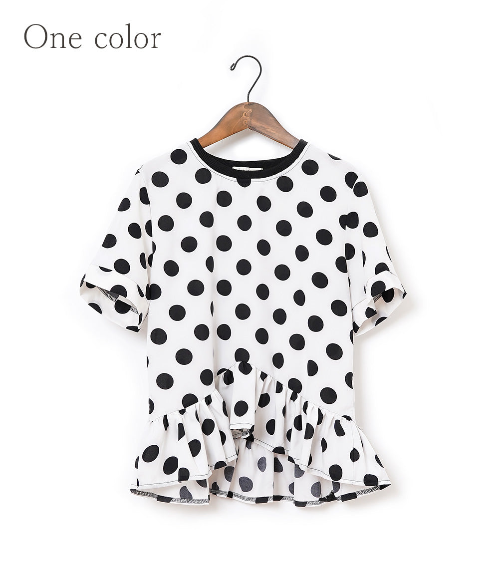 【SALE】Dot frill top that shines compactly