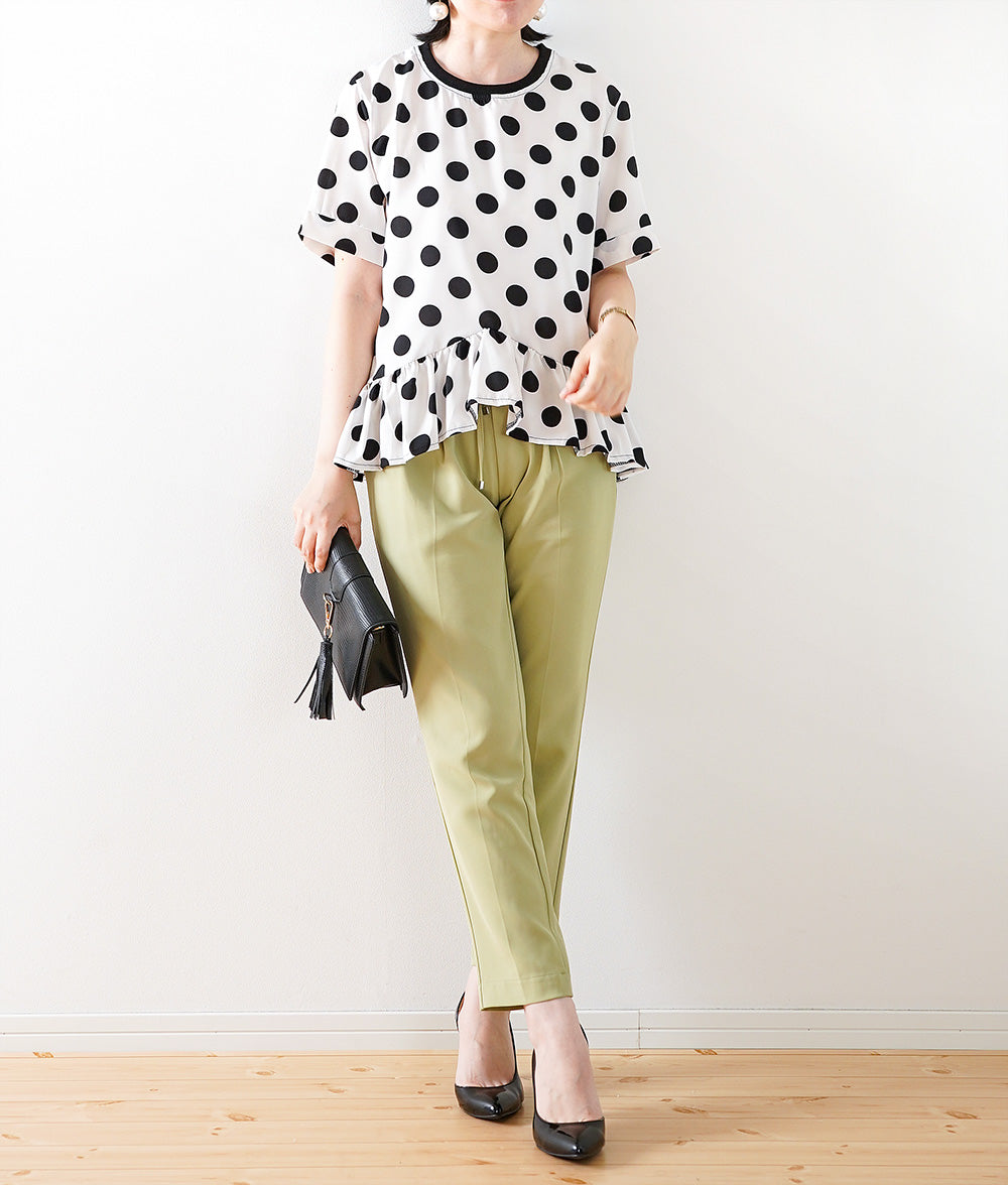【SALE】Dot frill top that shines compactly