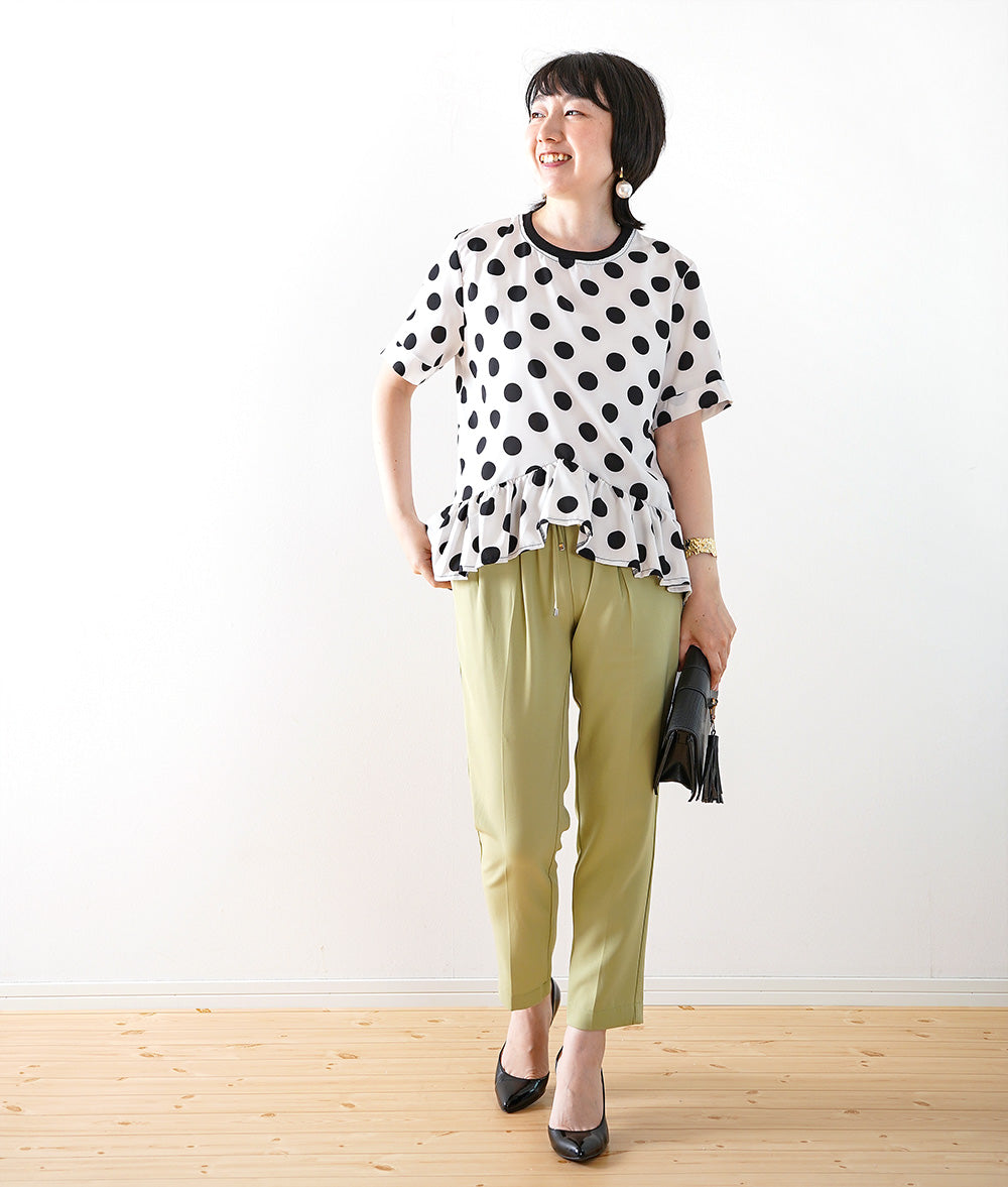 【SALE】Dot frill top that shines compactly