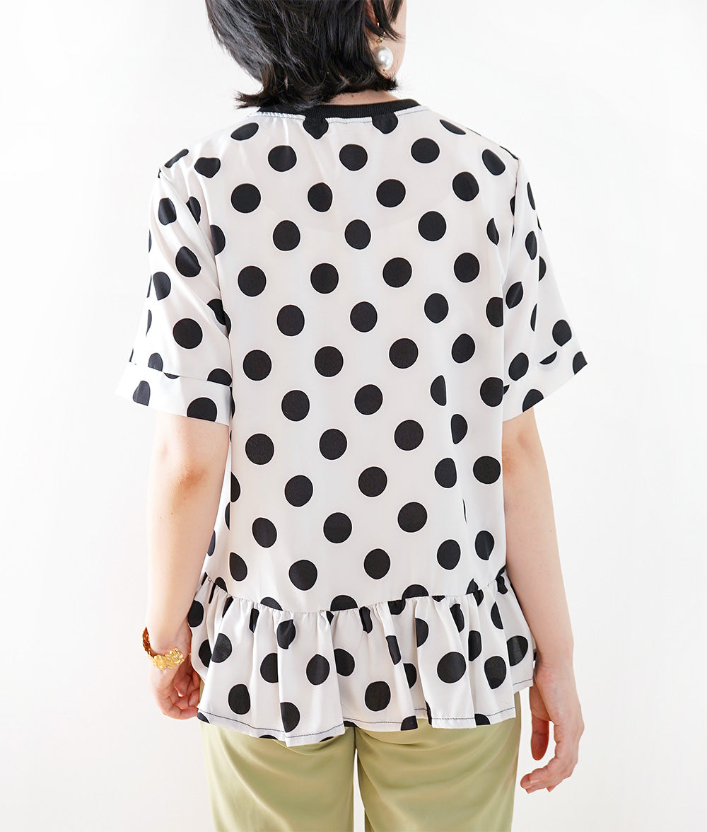 【SALE】Dot frill top that shines compactly