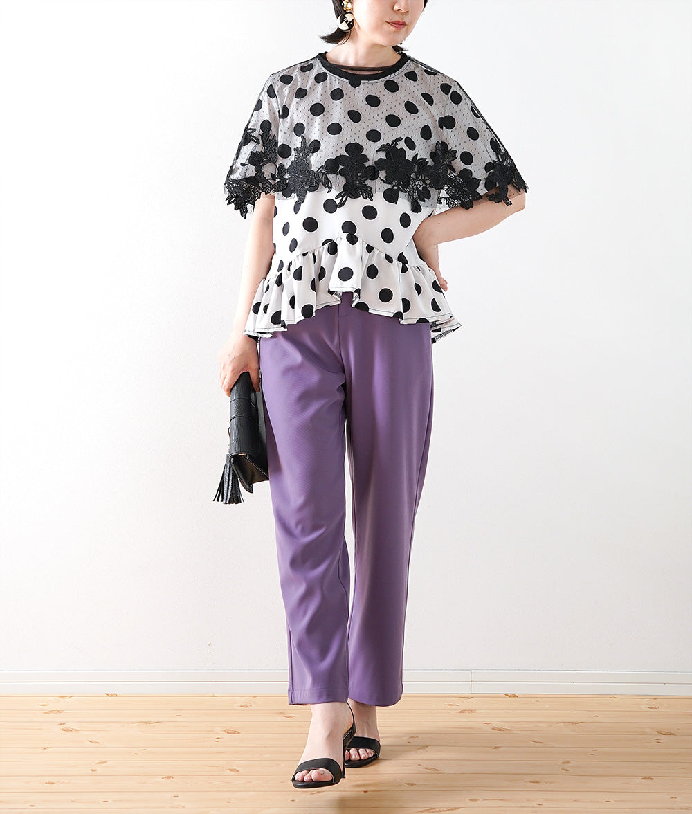 【SALE】Dot frill top that shines compactly