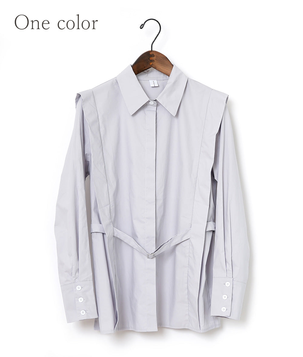 【SALE】Stylish waist mark Blouse with belt