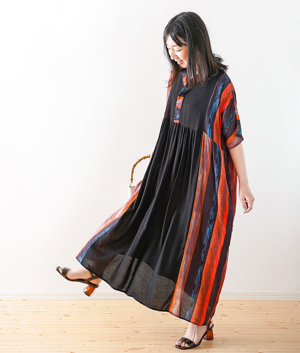 Spicy and cool color wide silhouette dress