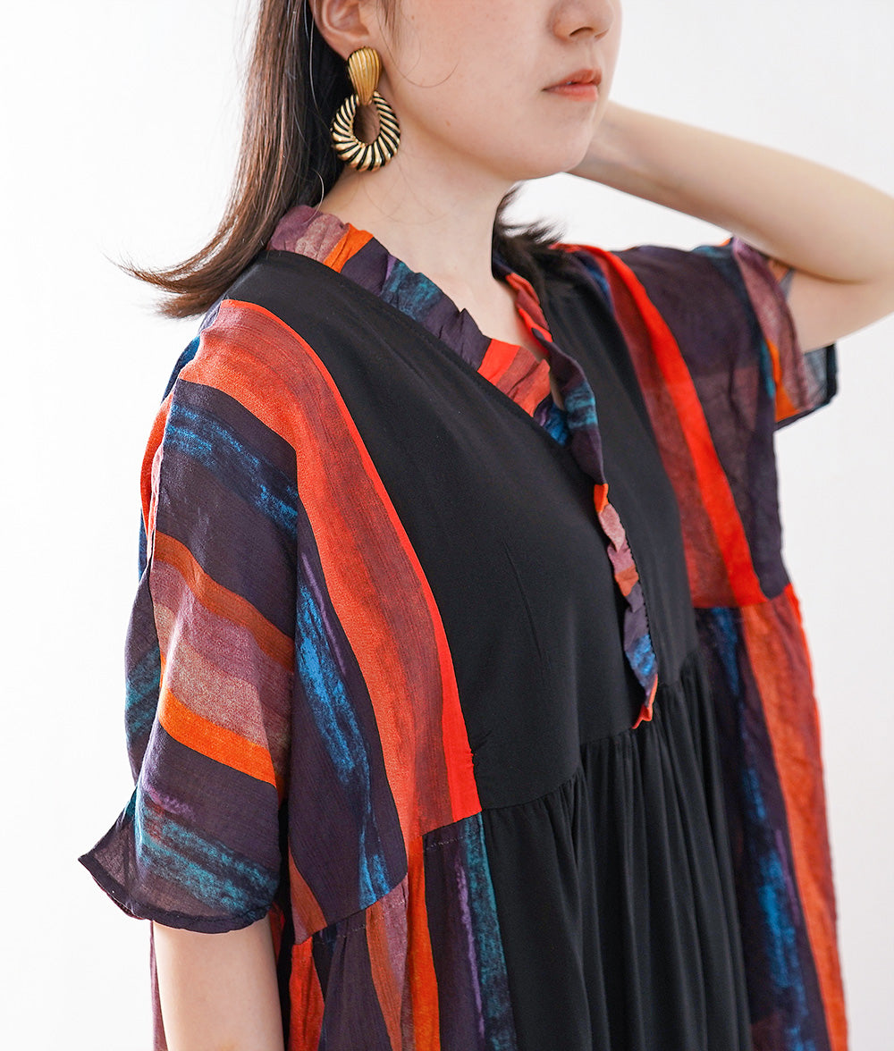 Spicy and cool color wide silhouette dress