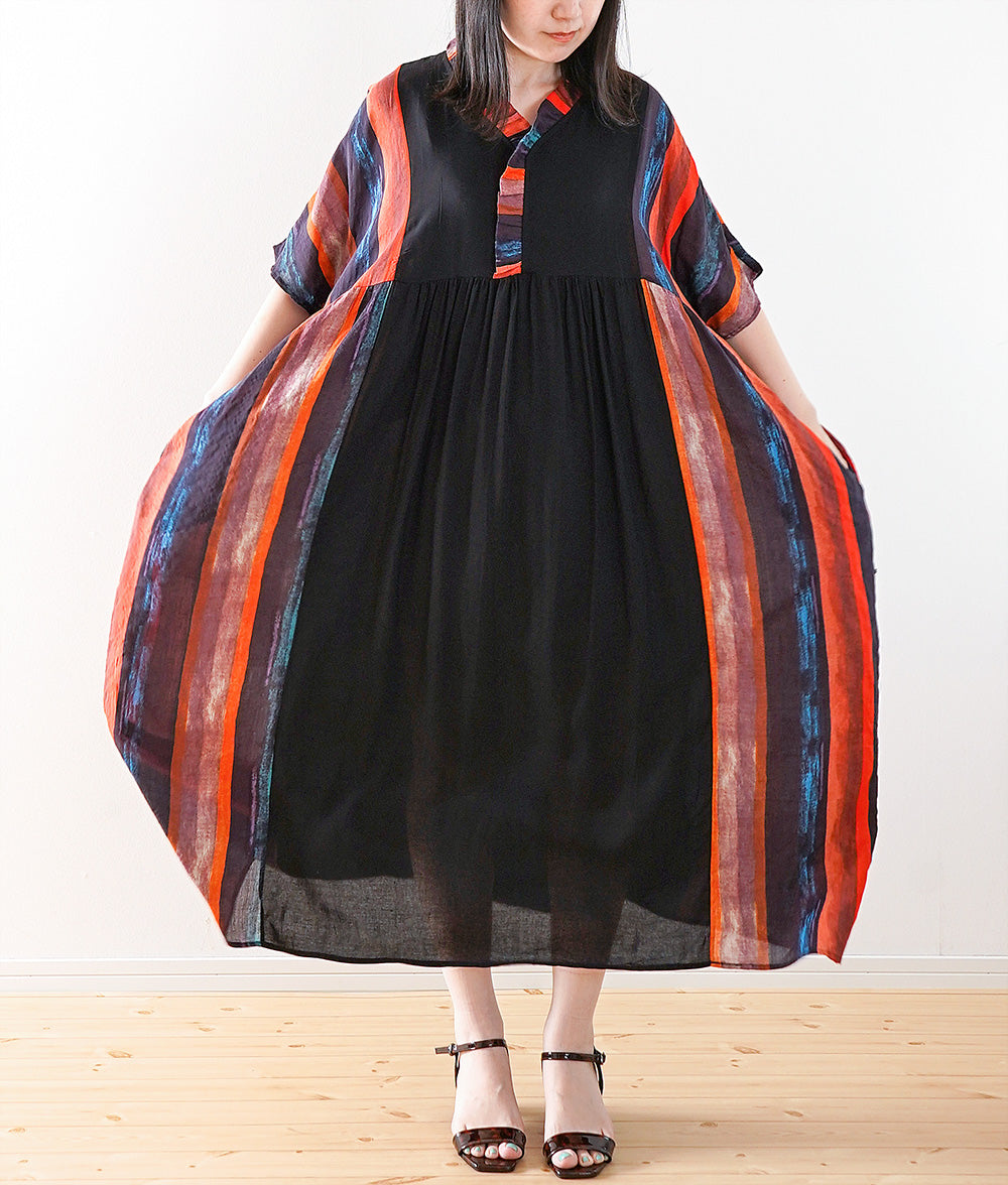 Spicy and cool color wide silhouette dress