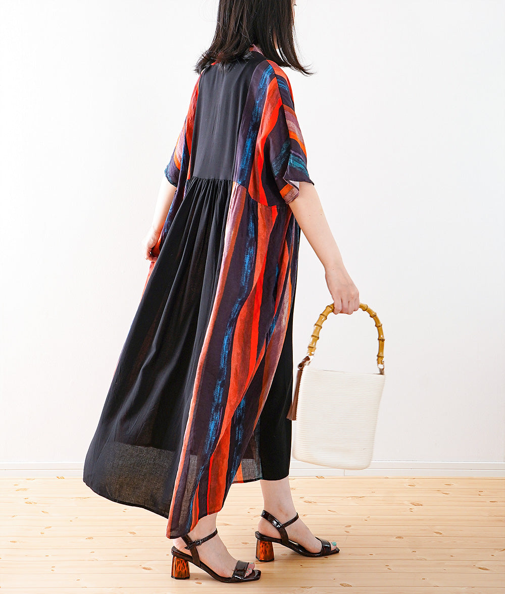 Spicy and cool color wide silhouette dress