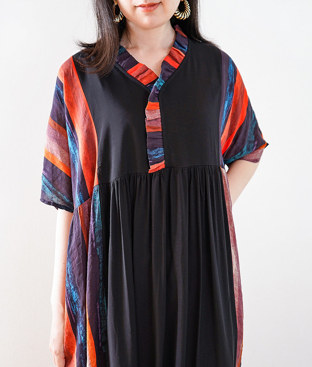 Spicy and cool color wide silhouette dress