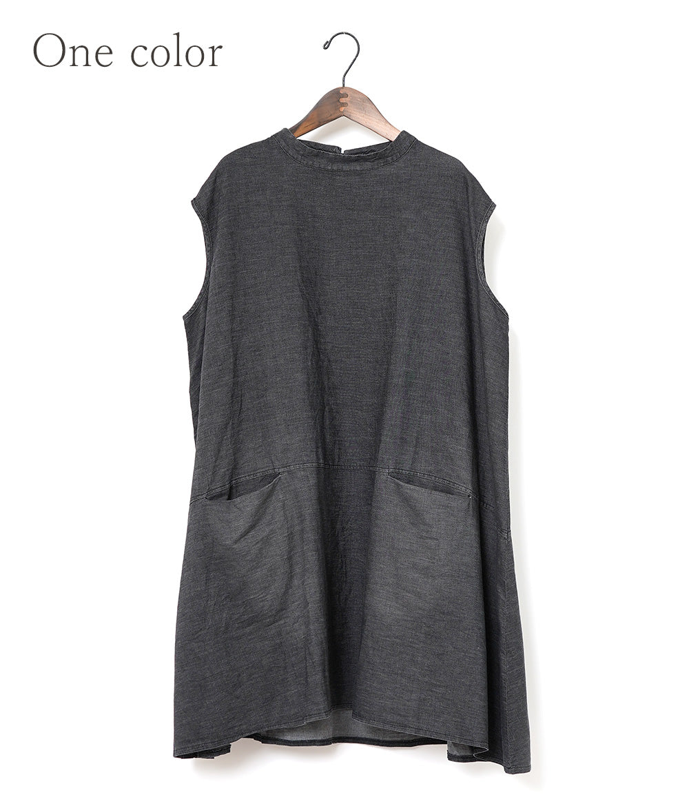 Casual lady A-line black denim dress