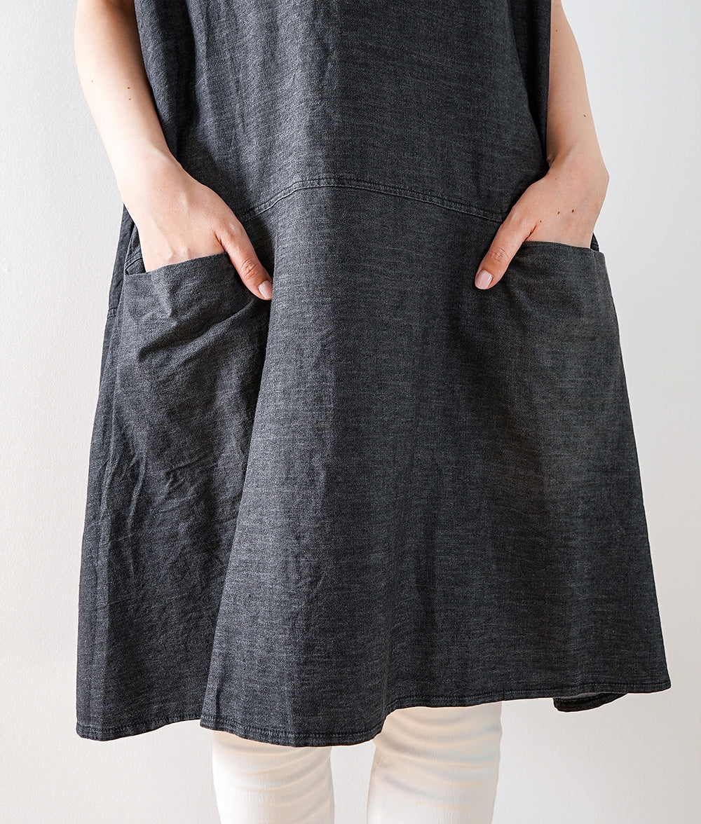 Casual lady A-line black denim dress