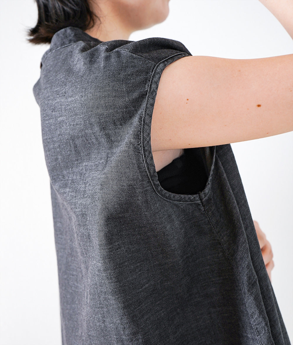Casual lady A-line black denim dress