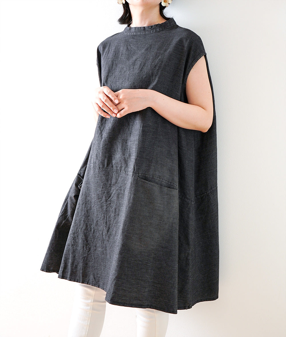 Casual lady A-line black denim dress