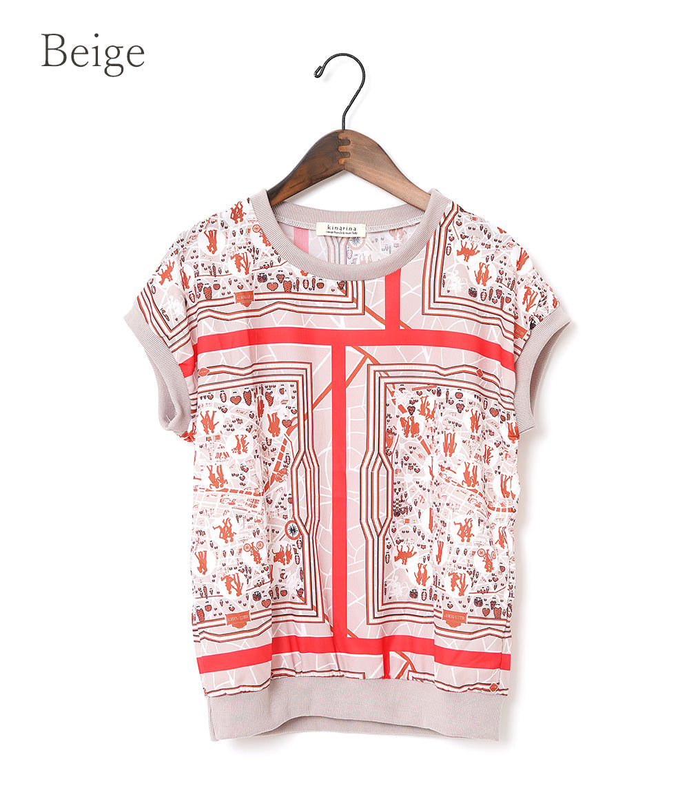 Casual personality Upside down map pattern tops