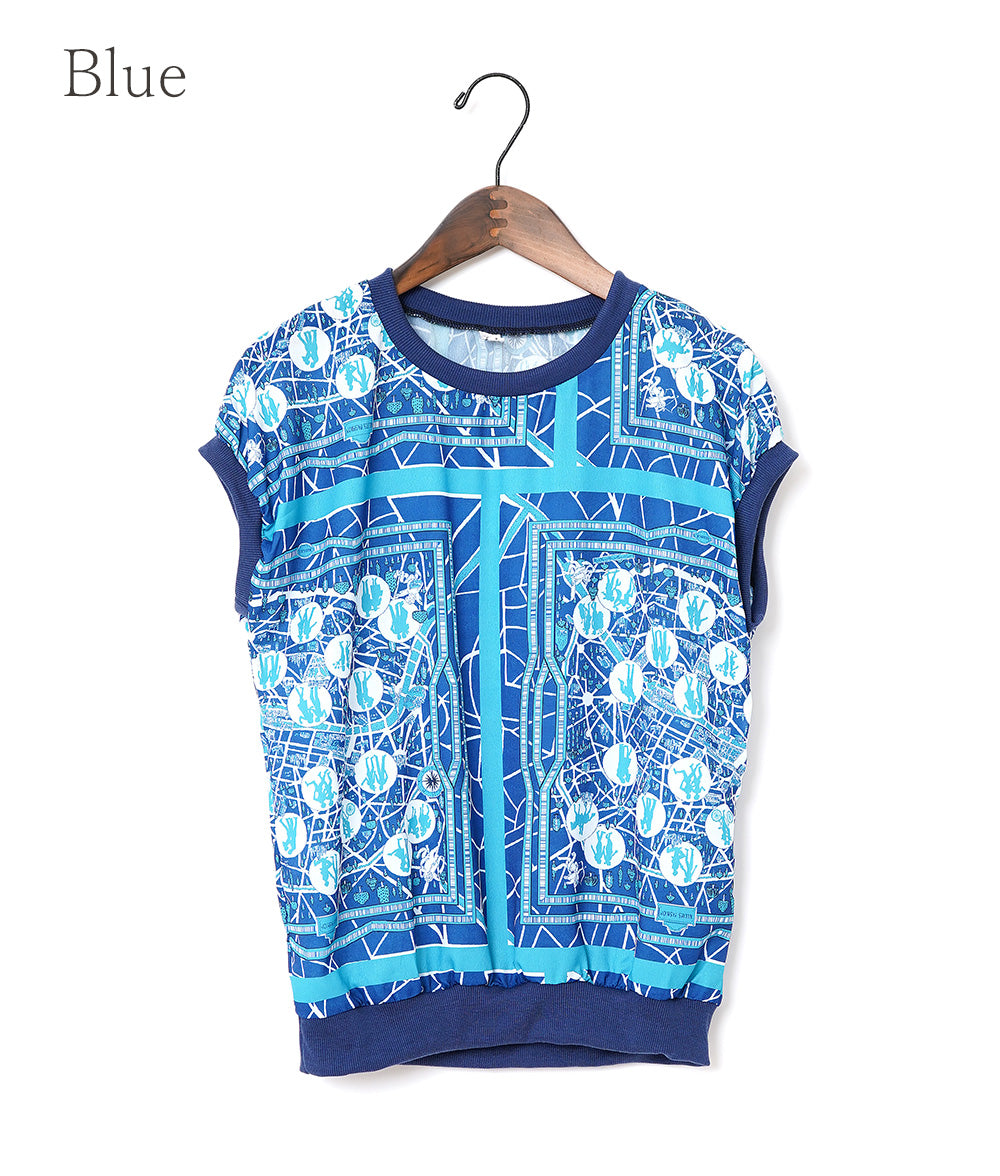Casual personality Upside down map pattern tops